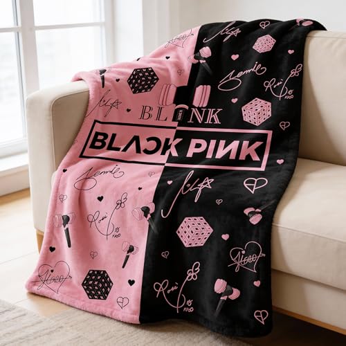 Ainvliya Blackpink Decke für Fans Mehrzweck-Flanelldecke Superweiche Flanelldecke für Lounging Reisen Outdoor-Aktivitäten Bett Sofa Büro Kniepolster Perfektes K-Pop Merchandise Geschenk für Blinks
