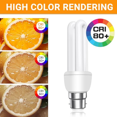 Akynite B22 Energy Saving Bulb 11W, Warm White 2700k, B22d Bayonet Cap, 2U CFL Low Energy Light Bulbs, BC Compact Fluorescent Stick Bulbs, 2pcs - Image 6