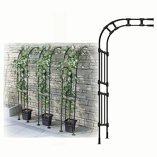 Arche à rosiers murale en métal noir de 240 cm pour pergola de jardin