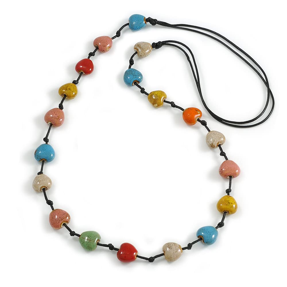 Collier long céramique Avalaya léger anti-irritation perles cœur - 8