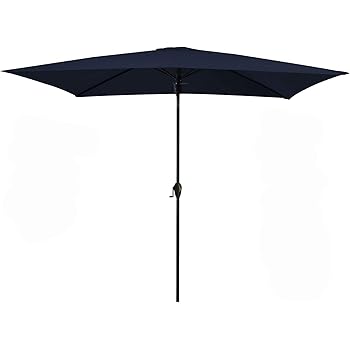 Amazon Com Best Choice Products 8x11ft Rectangular Patio Market Umbrella W Rust Resistant Frame Hand Crank Fade Resistant 210g Polyester Fabric And Wind Vent Gray Garden Outdoor