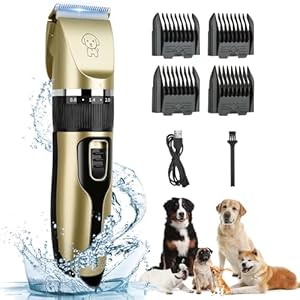 Quiet Dog Clipper, Professional IPX7 Pet Hair Trimmer, Dog Clipper, Cordless Hair Clipper, Dog Razor, Dog Clippers for Long Hair, Cats, Thick/Matted Pet Hair