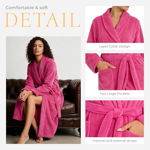 Image of HEARTNICE Womens Fleece Robes, Soft Plush Long Bathrobe, Thick Kimono Robes for Womens, Warm House Coat