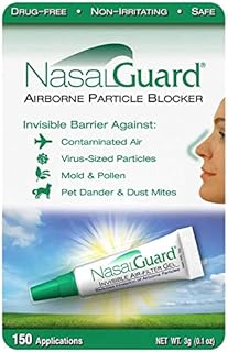 NASALGUARD Allergy Relief and Allergen Blocker Nasal Gel - Drug-Free and Proven Safe for Pollen Allergy Sufferers, Approved for Airplane Travel- Over 150 Applications Per Tube (Cool Menthol)
