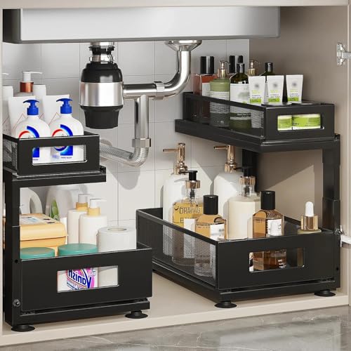 2-Pack Under Sink Organizer with Pull-Out Drawers