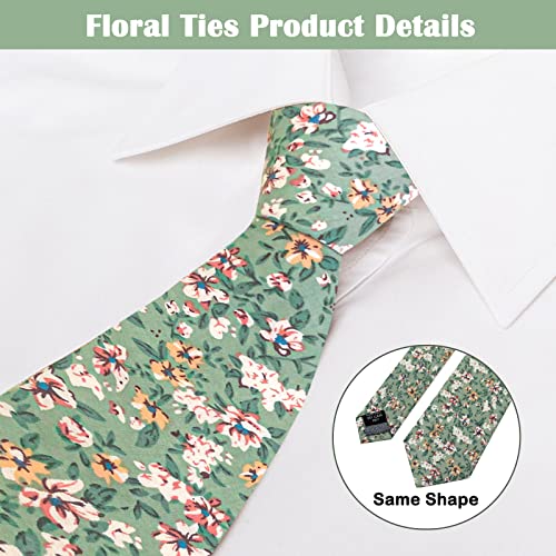 Image of Mantieqingway Men Skinny Tie Cotton Floral Necktie for Wedding Groomsmen Tie
