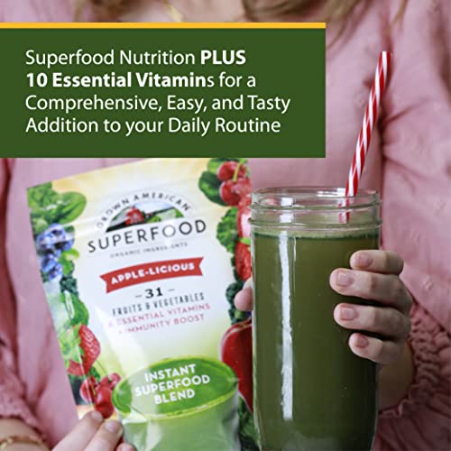 Grown American Superfood Ultra Vita-Immune Blend - 31 Organic Whole Fruits And Vegetables Concentrated Green Powder Increase Energy And Performance - 100% Vegan Non-Gmo - Packaging May Vary… #TOP5