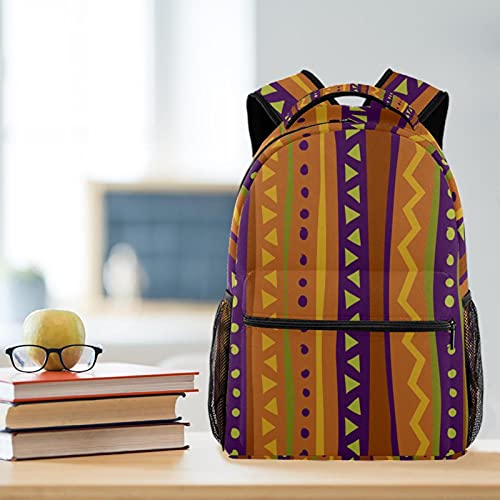 Sac à dos décontracté pour étudiants au motif géométrique triangle multicolore - 6
