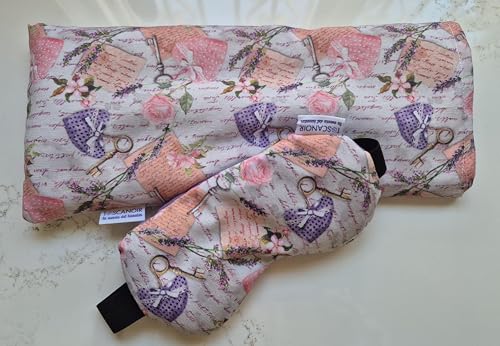 Toscanoir Pack Saquito Térmico Lumbar y Antifaz, Saquito termico de semillas, Saco termico semillas microondas, Antifaz termico de semillas, Bolsa de semillas microondas