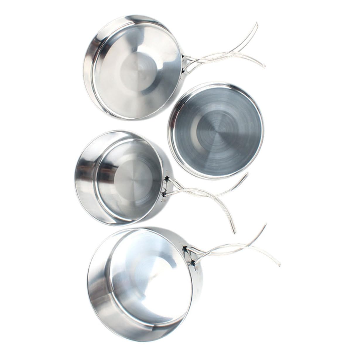 Yardwe Stainless Steel Pot Set Camping Cookware 2-3 Person Portable Cooking Pan Combination Cooking Set for Hiking