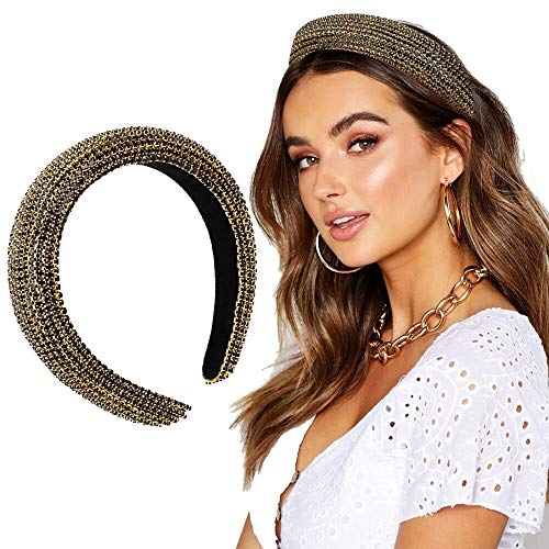 Women Rhinestones Diamond Hairhoop Headbands Girls Fashion Padded Wide Hair Band Hair Accessories