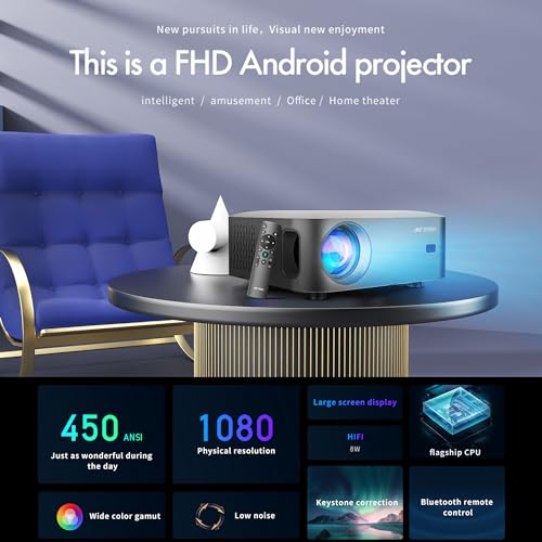 Image of Ant Esports View 611 Smart LED Projector | 1080P Native & 4K Support, 4000 Lumens, WiFi & BT, Android 12, Remote, Upto 120 inch, Built-in OTT (Netflix, Prime Video) Speaker 5W, Included 120 inch Screen