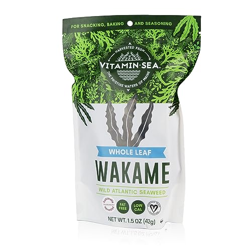 VITAMINSEA Wakame Dried Seaweed | Wild North Atlantic Seaweed for Snacking, Seasoning, Soups & Salads | Rich in Vitamins, Minerals & Antioxidants Perfect for Thyroid Support | Whole Leaf (1.5 oz)