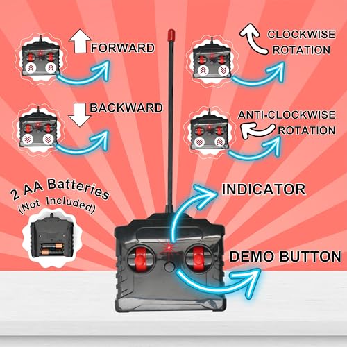 Image of Gooyo GY-0242 Rechargeable Stunt Car Toy for Kids with Tornado Rotation, Reverse Drive Function, Demo Mode, Lighting Effect & Music | Remote & USB Included | Power Source: in-Built Battery | Red