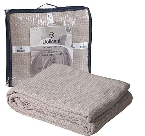 DOLLCENT 100% Soft Premium Combed Cotton Thermal Blanket– Queen...