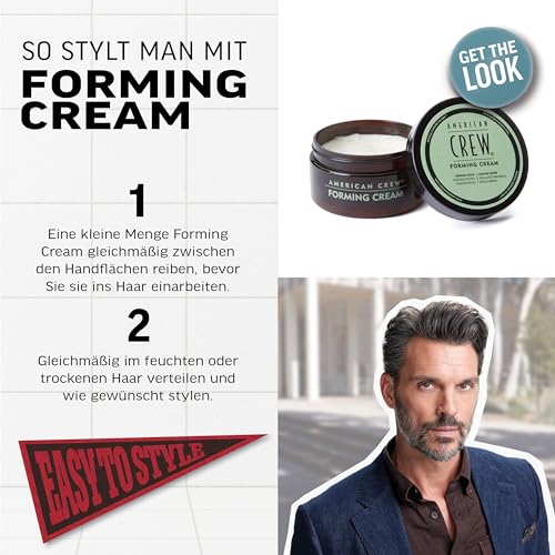 Foto von AMERICAN CREW – Forming Cream, 85 g, Stylingcreme für Männer, Haarprodukt mit mittlerem Halt, Stylingprodukt für flexibel formbares Haar & Finish mit natürlichem Glanz