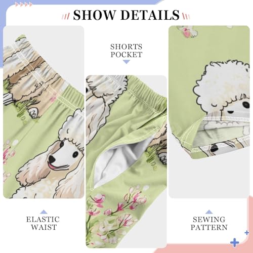 Poodle Spring Florals Boys Long Pants Soft Trousers Elastic Waist Kids Lounge Bottoms with Pockets S-XL4