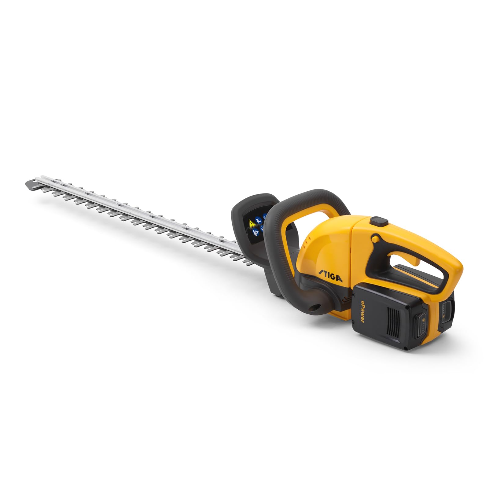 STIGA HT 300e Kit Tagliasiepi a Batteria, 2 Batt. 20V 2Ah + Caric. – Lama 73 cm, Dent. 30 mm – Manico Regol. 180°, Per Siepi e Cespugli