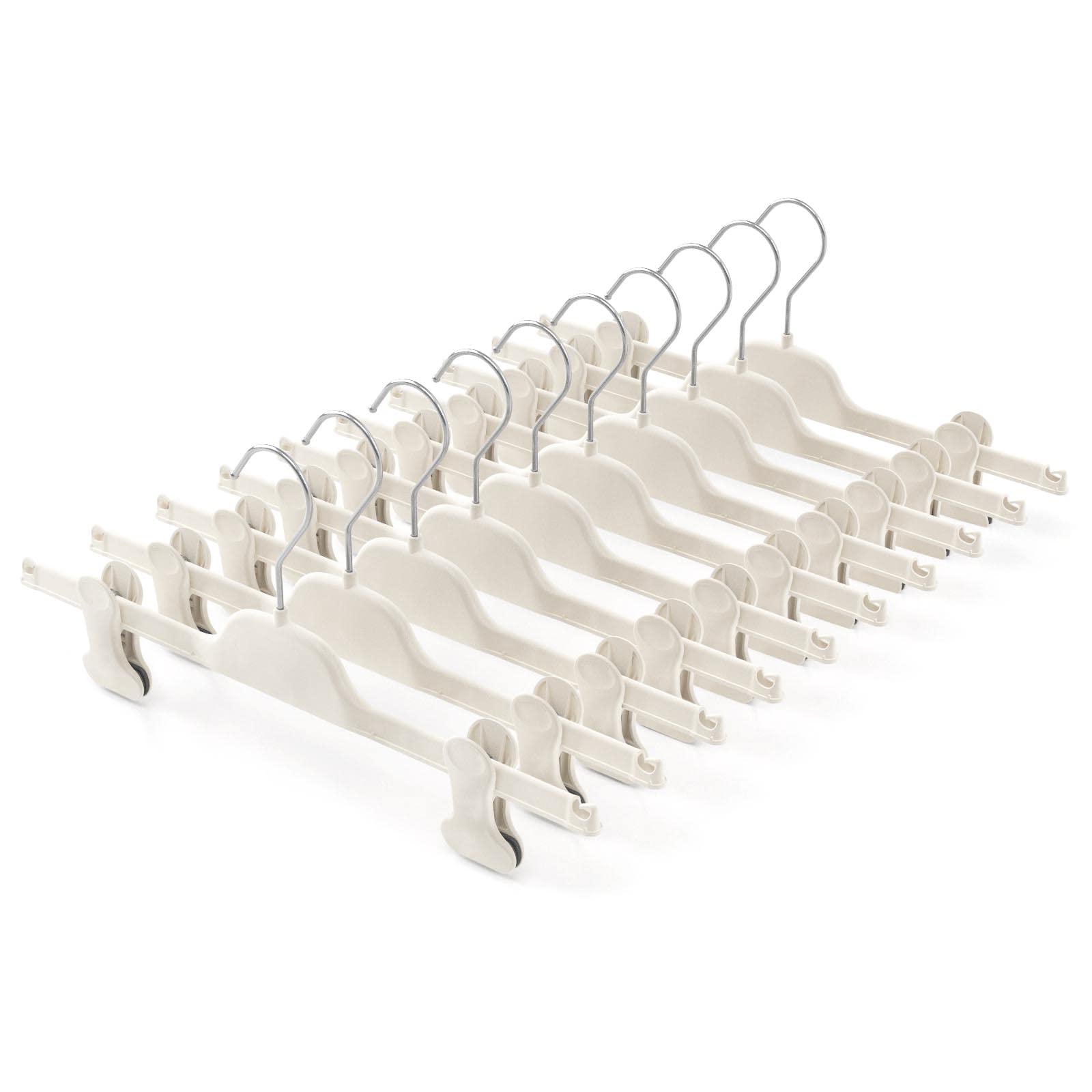 Mainetti Perchas de terciopelo antideslizante, con pinzas de goma, para faldas, vaqueros, pantalones de hombre y mujer, perchas ahorran espacio, ligeras, fabricadas en Italia, juego de 10 unidades