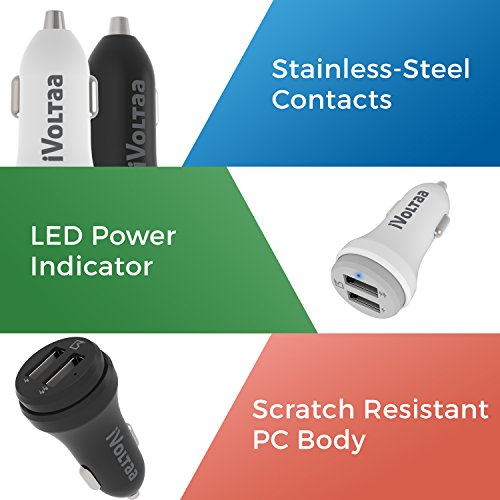 Image of iVoltaa 3.1A Dual Port Rapid Turbo Car Charger with Type-C Cable Quick Charge (Black)