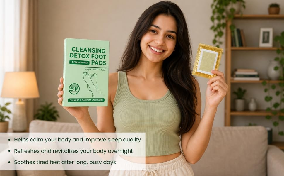Image of Detox Foot Pads with Bamboo Vinegar, Ginger and Salt Formula, Natural Ingredients, Sleep Aid, Pain Relief, Acupoint Micro-Massage, 10 Pads