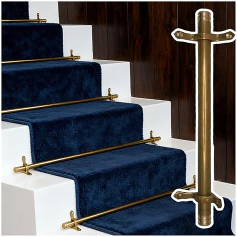 Brass Stair Rods 10/12/14/16 Pack for Carpet Runners, Customizable Carpet Holder Rods, Anti-Slip Rug Support Bars, Tubular Pole, 48in/122cm Length