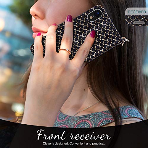 Capa de Celular FYY Para Iphone XR, Flip, PU, Compartimento de Cartão e Suporte - Efeito Escama de P