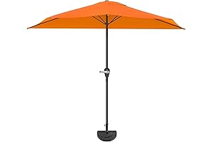 Pure Garden 9ft Half Patio Umbrella with Base