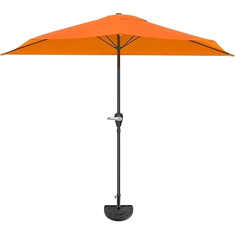 Pure Garden 9ft Half Patio Umbrella with Base