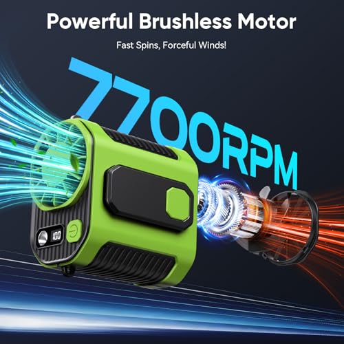 Portable Waist Fan, 10-Speed Rechargeable Body Fan with LED Light, Hands Free Wearable Belt Clip Waist Fans, 10000mAh Battery Cooling Device, Dual Clips & Power Bank, for Camping, Outdoor, Jobsite — view 3