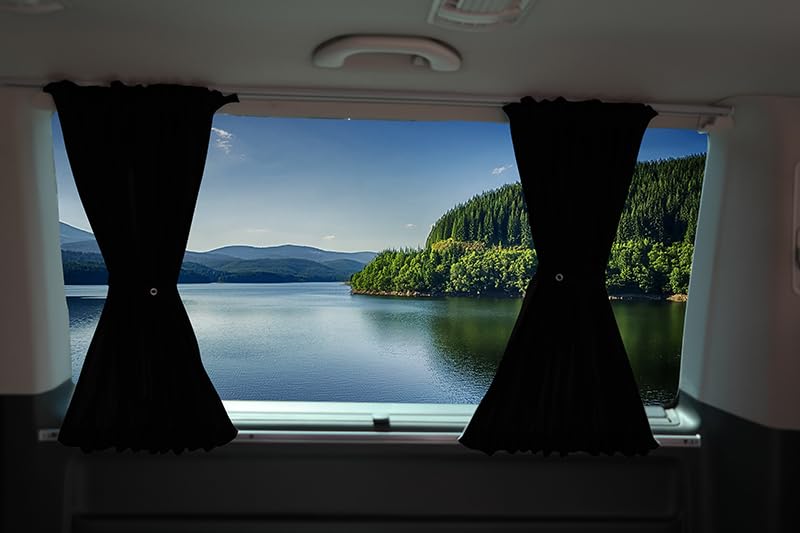 Gardinen für VW T5 T6 T6.1 Transporter Caravelle kurz mit Flügeltüren Grau 716