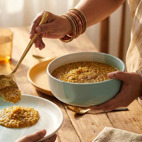 Image of The Earth Store TT Green Large Ceramic Bowl Set of 1, 800 ML | Microwave & Dishwasher Safe Serving Bowl for Mixing | Ideal Use for Salad, Cereal, Noodle, Pasta | Home & Restaurant Use