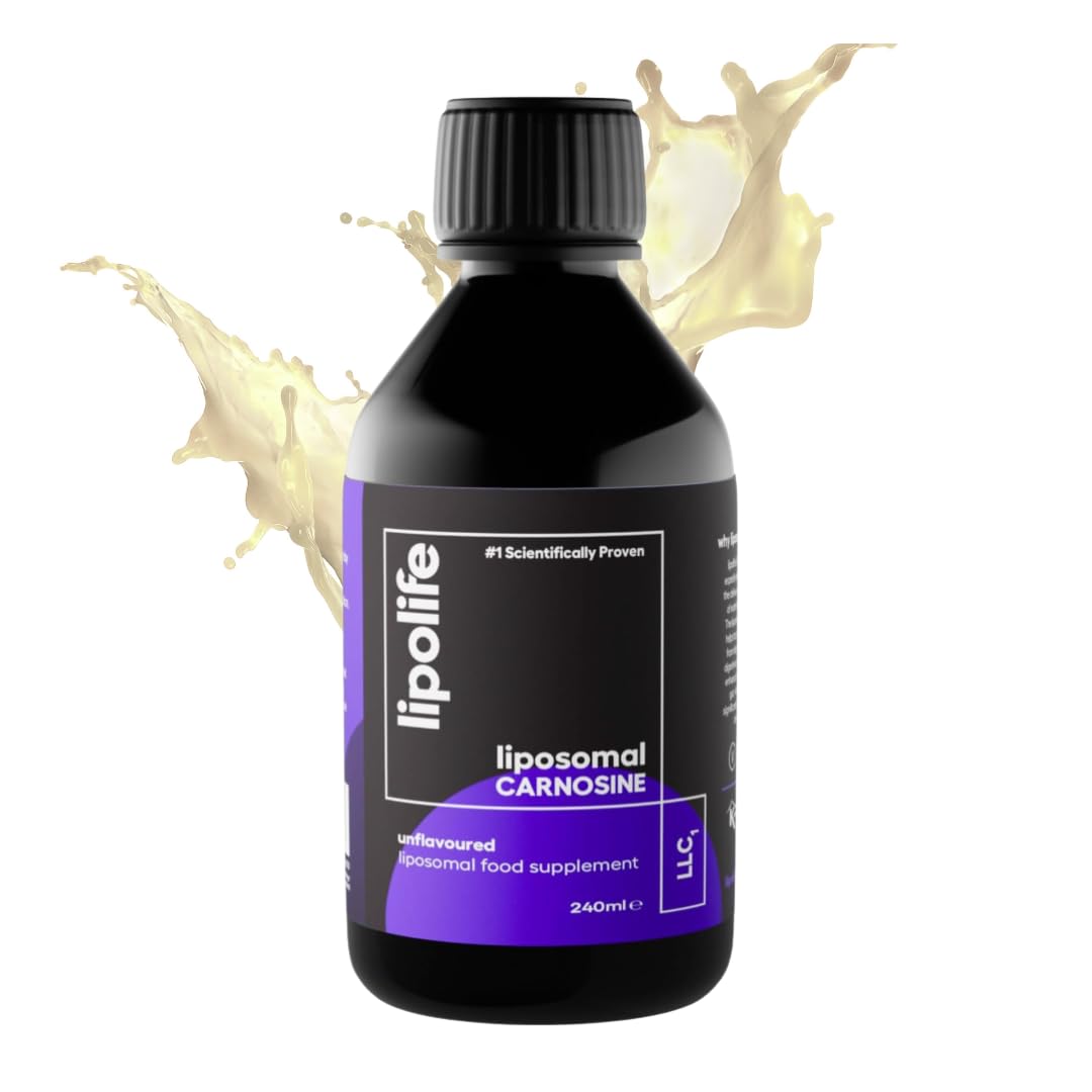 liposomal Carnosine. Unflavoured Liquid, Gluten Free, Vegan. Advanced antioxidant with Higher Absorption. 240ml. lipolife LLC1