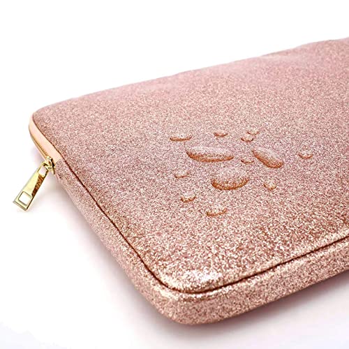 Mosiso Laptop Sleeve Compatible With Macbook Air/Pro,13-13.3 Inch Notebook,Compatible With Macbook Pro 14 Inch 2023-2021 M2 A2779 A2442 M1, Pu Leather Vertical Padded Bag Waterproof Case, Rose Gold #TOP4