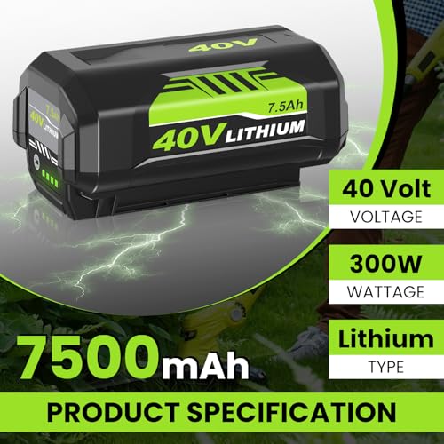 Image of 2Pcs 7.5Ah OP4026 Replacement for Ryobi 40V Batteries(7.5Amps-2P) | Compatible with Ryobi 40V Battery OP4040 OP40404 OP40201