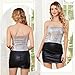 JASGOOD Sparkly Sequin Crop Tops for Women Metallic Tube Tops Strapless Glitter Mermaid Corset Top for Party Club