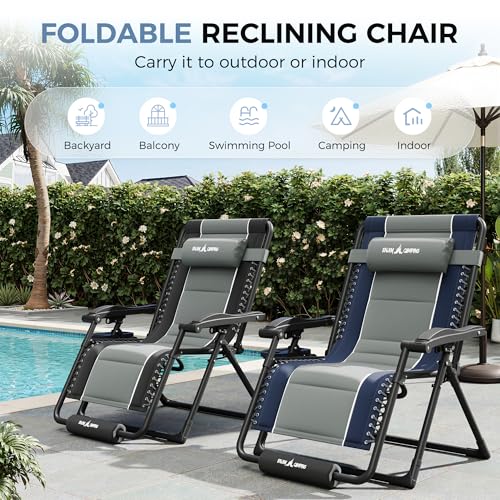 Image of UDPATIO Oversized Zero Gravity Chair Folding Padding Outdoor Recliner