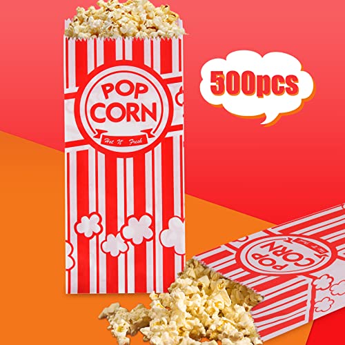 500 pieces paper popcorn bags 1 oz bags individual servings for machine maker cart supplies small mini pop corn bag bulk carnival party