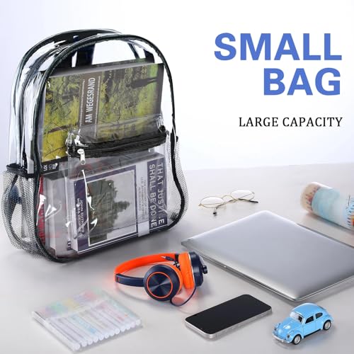 Image of WILLBOND 12Pack Clear Backpack Heavy Duty Transparent Bookbag See Through Waterproof Plastic Backpack Bulk(Black)
