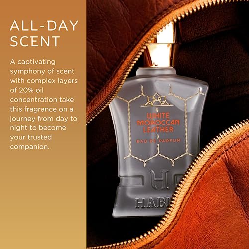 H Habibi White Moroccan Leather Cologne For Men - Smooth, Warm, Spicy Men's Cologne - Blended With Exotic Notes Of Sandalwood, Amber And Leather - For All Season Wear, Day Or Night Eau De Parfum Men #TOP6