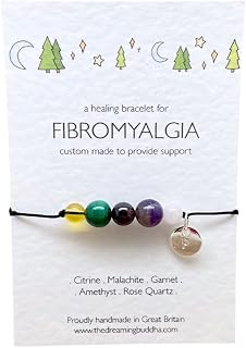 Fibromyalgia Support Bracelet, Fibro Warrior Gift, Adjustable Healing Crystal Bracelet