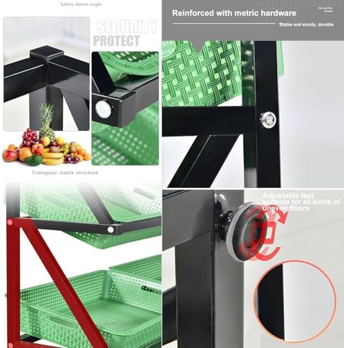 Store Display Rack Wall Mounted Storage Rack Supermarket Convenience Store,Commercial Supermarket Vegetable Storage Rack, 4/5 Tier Fruit & Veg Display Shelf, Snack Stand with 8/10 Baskets, G