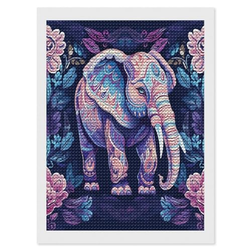 Pintura de diamantes de elefante morado para decorar tu sala de estar con arte