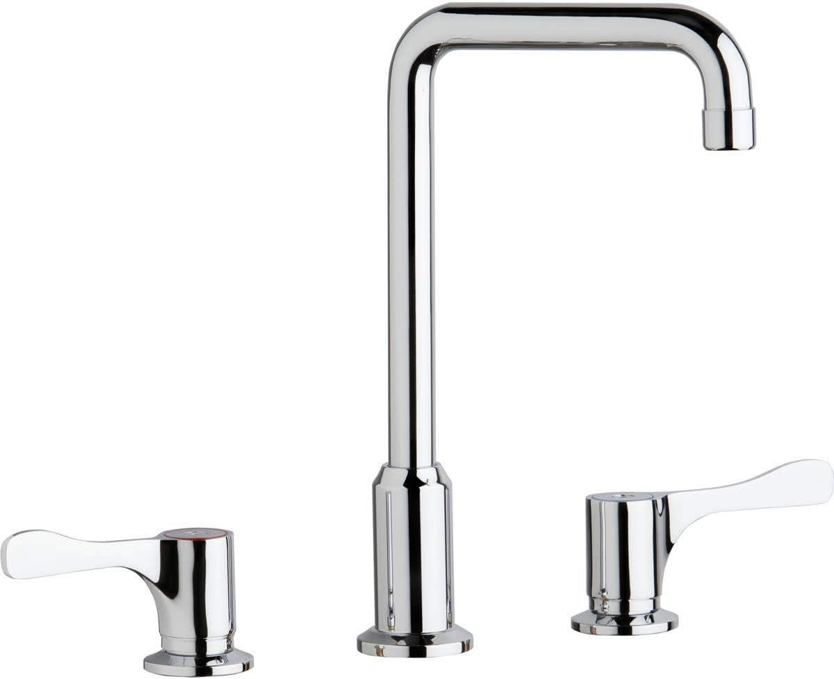 Elkay LKD2437BHC Chrome Concealed Deck Mount Faucet with ArcTube Spout and 4" Lever Handles
