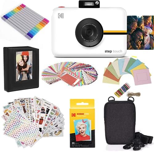 Zink Kodak Step Touch | 13MP Digital Camera & Instant Printer with 3.5” LCD Touchscreen Display, 1080p HD Video (White) Gift Bundle
