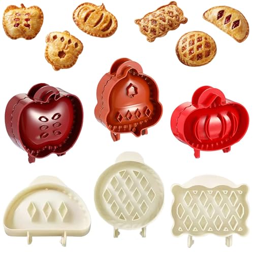 Mini Hand Pie Molds for Baking - 6 Pcs Dough Presser Pocket Pie Molds - One Press Hand Pie Maker Set for Thanksgiving Christmas Party Potluck