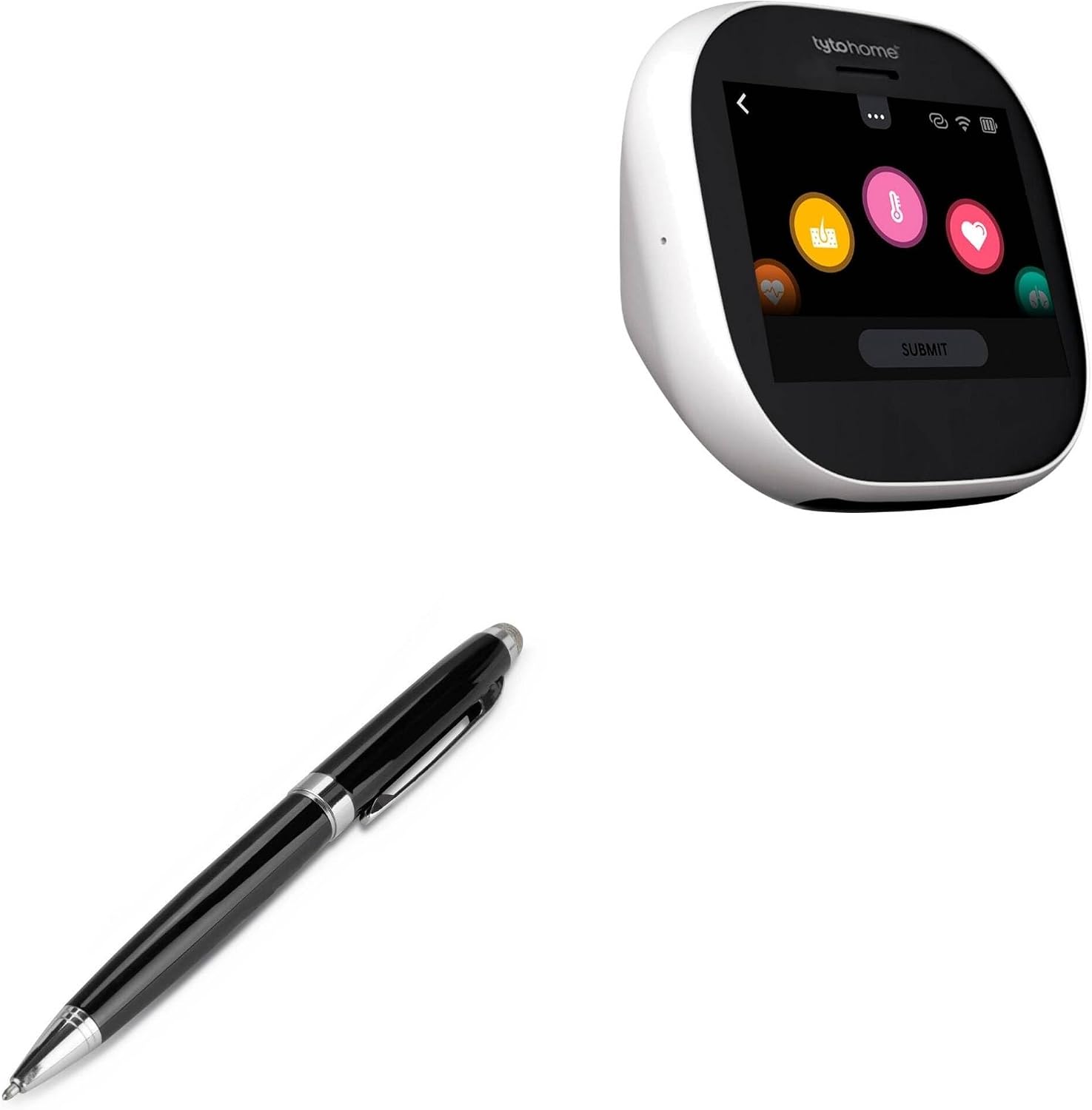 BoxWave Stylus Pen Compatible with TytoCare TytoHome - EverTouch Meritus Capacitive Styra, Capacitive Stylus with Rollerball Pen - Jet Black