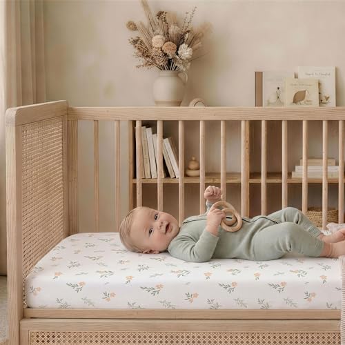 Image of 3 Pack Bedside Bassinet Sheets Girl & Boy 33 inch x 20 inch Rectangle | for Baby Delight, Newton, Airclub, Maxi Cosi, Angelbliss, Dream on Me, Mika, Harppa, Amke, Ezebaby Mattress, Green Animals
