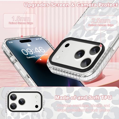 ZIYE Clear Case for iPhone 17 Pro Max Compatible with Magsafe, White Leopard Design Shockproof Soft TPU Bumper Hard PC Protective for Women Girls Magnetic Cover by ZIYE - Image 3