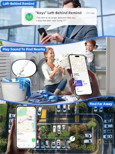 Image of Keychain, Works with Apple Find My, Leather Car Keychain Key Holder Key Chain with Anti-Lost Keys Finder Tracker
